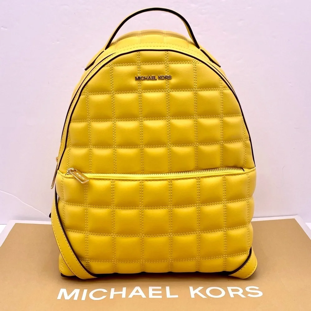 bright yellow leather backpack Grained HAILEY Sunflower Our Yellow Leather Luxury Carry Italian Leather 'Vera Pelle' Convertible
